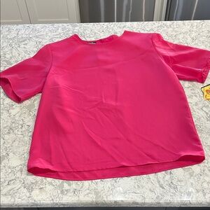 Vintage David Matthew Elegant Pink Women's Short Sleeve Blouses